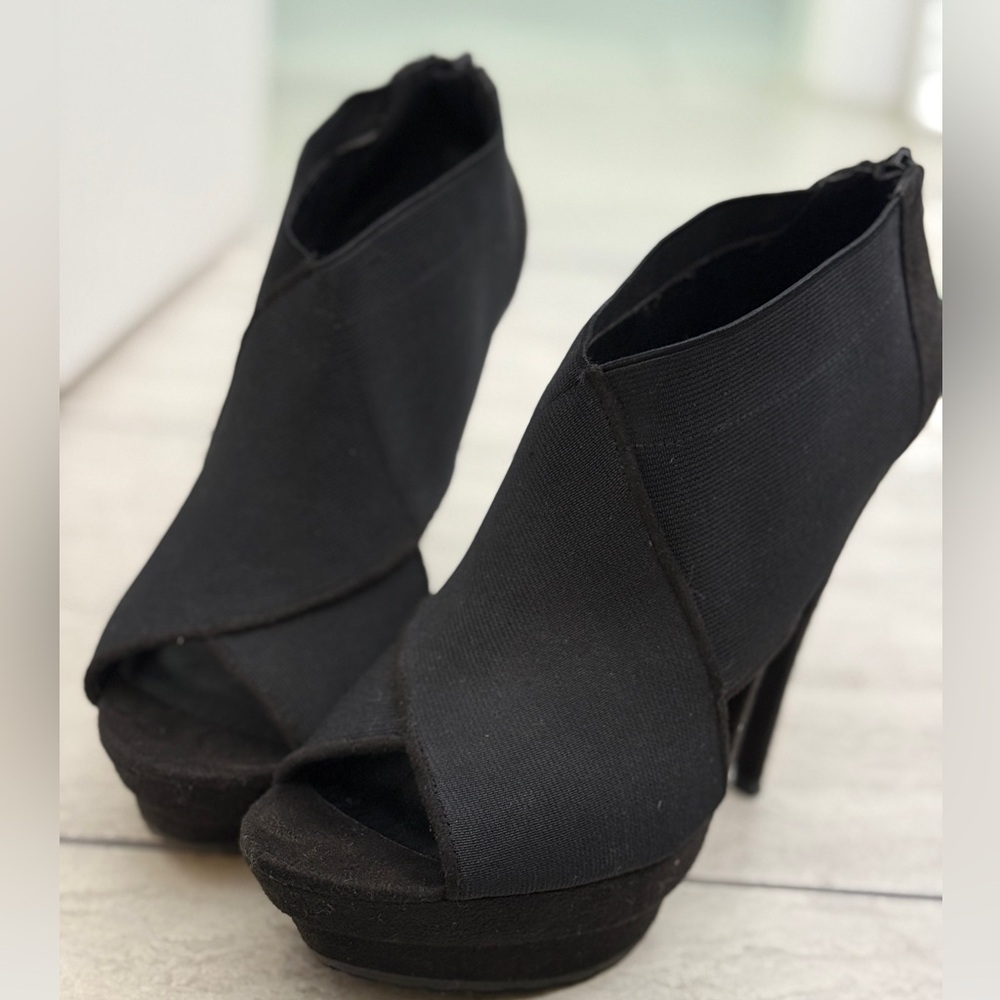 Vintage Jessica Simpson - Y2K Elastic Platform Heeled Bootie - Black - size 8.5 - Picture 9 of 11